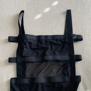 Super down black bodysuit medium